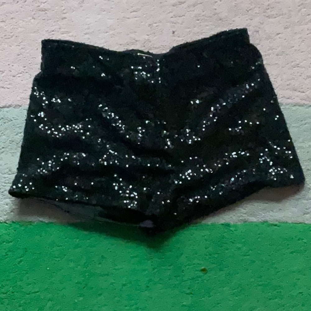 Black sequin shorts